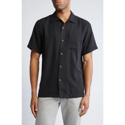 Tommy Bahama Coastal Breeze Silk Blend Button-up Shirt In Black