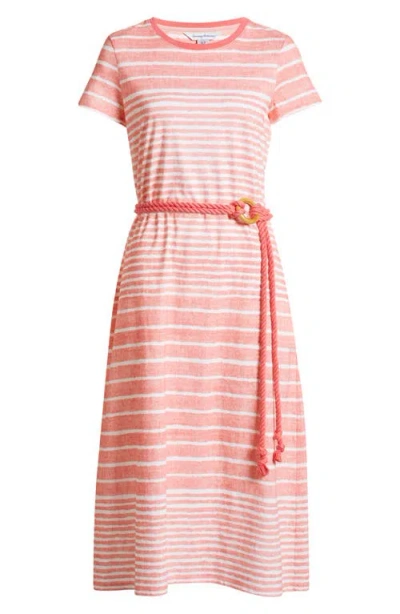Tommy Bahama Coastal Chalet Belted Midi Dress In Peach Blossom