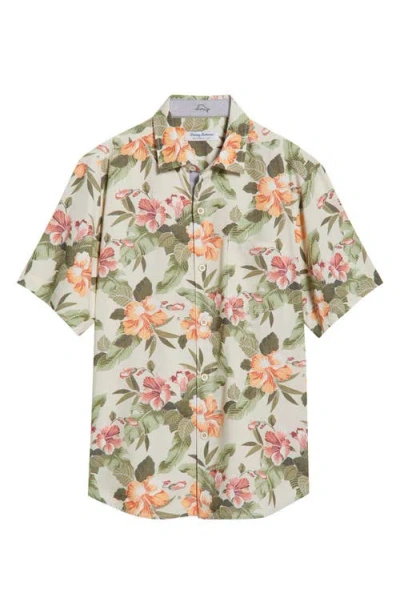 Tommy Bahama Coastal Ease Cali Grove Floral Islandzone® Short Sleeve Button-up Shirt In Burgundy