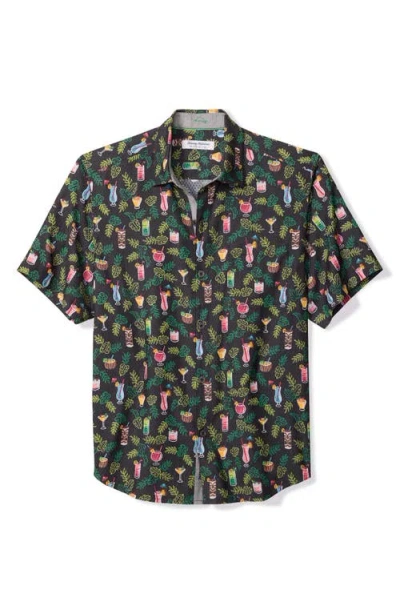 Tommy Bahama Coastal Ease Midnight Mohito Cocktail Print Islandzone® Short Sleeve Button-up Shirt In Multi