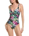 Tommy Bahama Summer Floral Reversible Tankini Top In Black