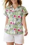 Tommy Bahama Coastal Palms Floral Short Sleeve Linen Button-up Shirt In White