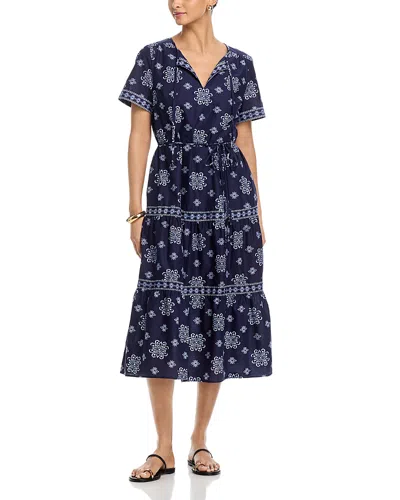 Tommy Bahama Coastal Tiles Short Sleeve Midi Dress In Blue