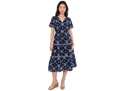 Tommy Bahama Coastal Tiles Short Sleeve Midi Dress In Blue