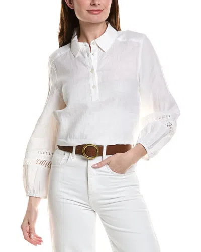 Tommy Bahama Coastalina Collared Linen Peasant Top In White