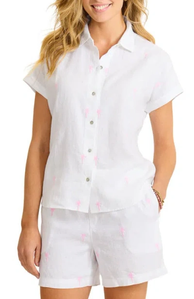 Tommy Bahama Coastalina Embroidered Linen Button-up Shirt In White