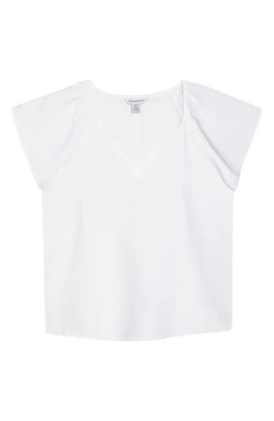 Tommy Bahama Coastalina Flutter Sleeve Linen Top In White