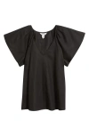 Tommy Bahama Coastalina Flutter Sleeve Linen Top In Black