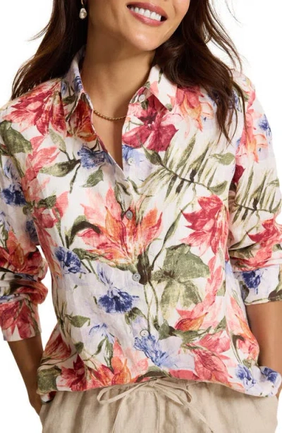 Tommy Bahama Coastalina Island Bloom Relaxed Linen Shirt In Multi
