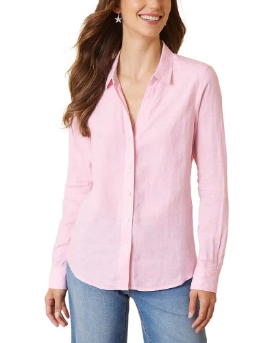 Tommy Bahama Coastalina Linen Button Front Shirt In Bikini Pink