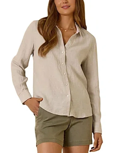 Tommy Bahama Coastalina Linen Button Front Shirt In Khaki Sand