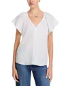 Tommy Bahama Coastalina V Neck Flutter Sleeved Linen Top In White