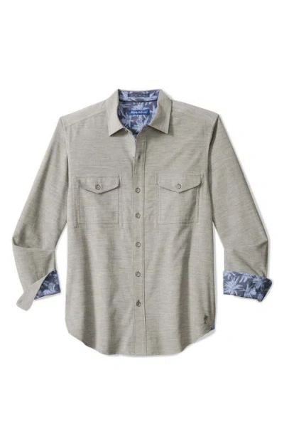 Tommy Bahama Coastline Cord Heather Bay Cotton Corduroy Button-up Shirt In Gray
