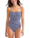 Tommy Bahama Coastline Stripe Bandeau One Piece Swimsuit In Mare Navy