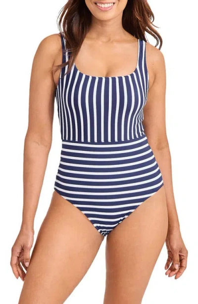 Tommy Bahama Coastline Stripe Reversible One-piece Swimsuit