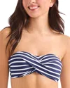 Tommy Bahama Coastline Stripe Twist Bandeau Bikini Top In Mare Navy