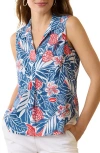 Tommy Bahama Coco Bay Tropical Print Sleeveless Top In Deep Marina