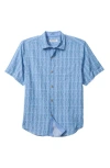 Tommy Bahama Coconut Point Coastal Cool Geo Islandzone® Short Sleeve Button-up Shirt In Blue