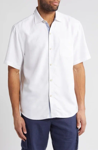 Tommy Bahama Coconut Point Keep It Frondly Islandzone® Short Sleeve Performance Button-up Shirt In White