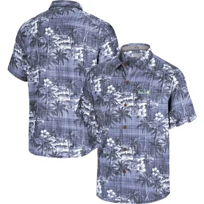 Tommy Bahama College Navy Seattle Seahawks Coconut Point Isla Palmetta Camp Button-up Shirt In Blue