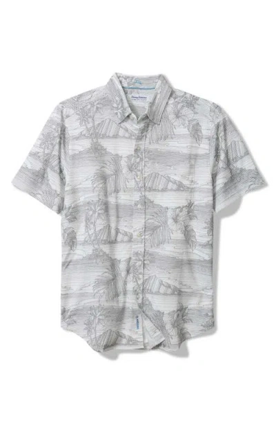 Tommy Bahama Corsica Coast Print Short Sleeve Cotton Blend Seersucker Button-down Shirt In Blue