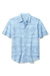 Tommy Bahama Corsica Coast Print Short Sleeve Cotton Blend Seersucker Button-down Shirt In Blue