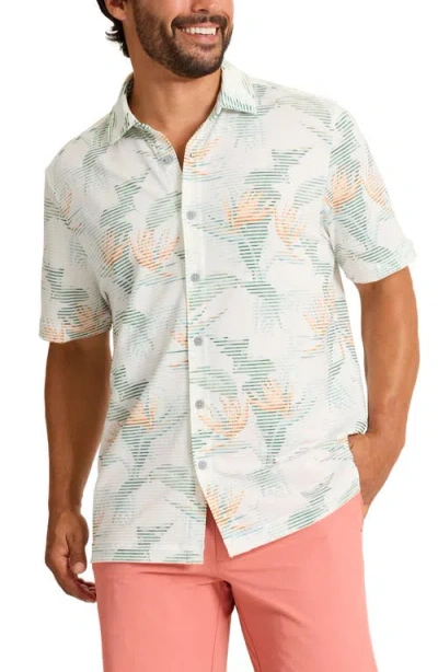 Tommy Bahama Costa Wave Festa Fronds Seersucker Stripe Islandzone® Short Sleeve Button-up Shirt In Multi