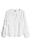 Tommy Bahama Costalina Pintuck Linen Peasant Top In White