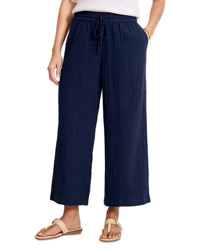Tommy Bahama Cotton Gauze High Rise Wide Leg Pants In Blue