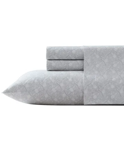 Tommy Bahama Cotton Percale 4 Piece Sheet Set, King In Lunar Rock Pineapple
