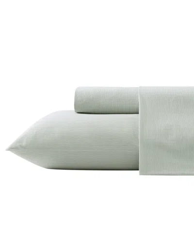 Tommy Bahama Cotton Percale 4 Piece Sheet Set, Queen In Spring Green Island Cays Stripe