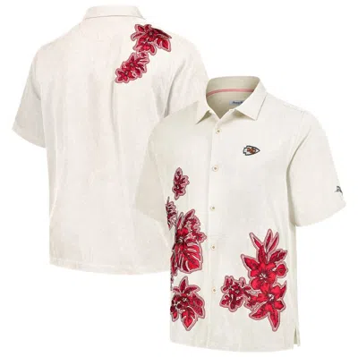 Tommy Bahama Cream Kansas City Chiefs Sport Hibiscus Camp Button-up Shirt