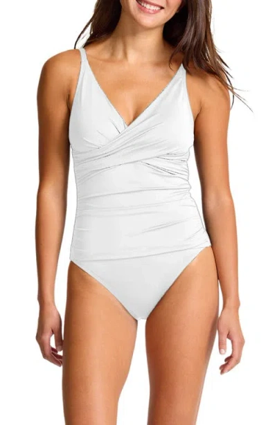 Tommy Bahama Cross Front Upf 50+ One-piece Swimsuit In White
