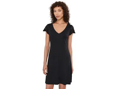 Tommy Bahama Darcy Crochet Trim Stretch Sheath Dress In Black