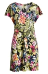 Tommy Bahama Darcy Verde Blooms Flutter Sleeve Minidress In Black