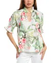Tommy Bahama Daybreak Hibiscus Linen Top In White