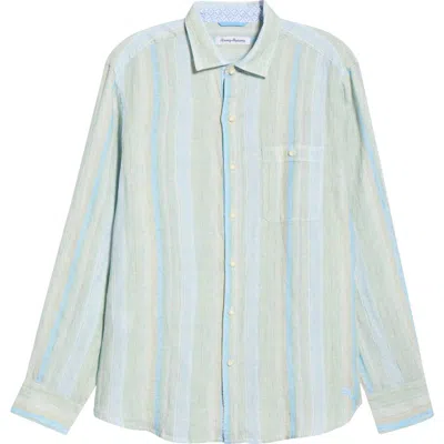 Tommy Bahama Delgada Stripe Linen Button-up Shirt In Blue