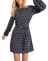 Tommy Bahama Diamond Cay Tie Belt Long Sleeve Stretch Minidress In Blue