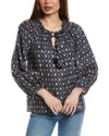 Tommy Bahama Diamond Cay Smocked Linen-blend Peasant Top In Blue