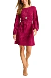 Tommy Bahama Diamond Cay Tie Belt Long Sleeve Stretch Minidress In Night Flower