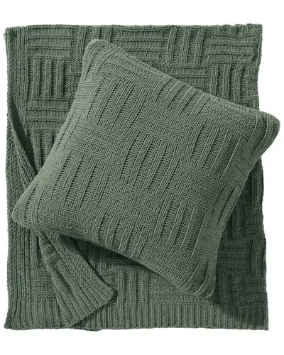 Tommy Bahama Discontinued  Chain Basket Knit Decorative Pillow In Green
