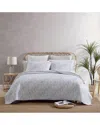 Tommy Bahama Distressed Water Leaves Of Cotton Reversible Quilt Set In Grey