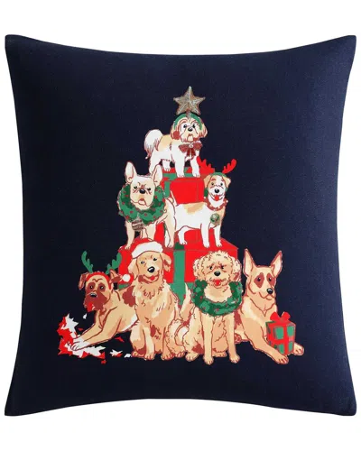 Tommy Bahama Dog Christmas Cotton Decorative Pillow In Blue