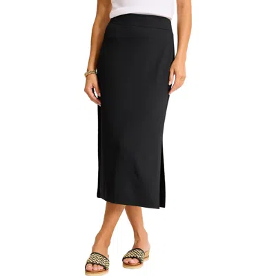 Tommy Bahama Drapey Ponte Midi Skirt In Black