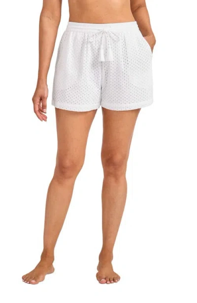 Tommy Bahama Eyelet Cove Cotton Cover-up Shorts In White