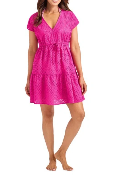 Tommy Bahama Eyelet Cove Organic Cotton Cover-up Dress In Pink Maui
