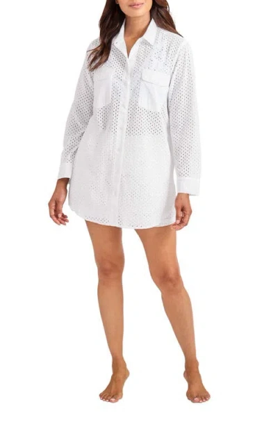 Tommy Bahama Eyelet Cove Organic Cotton Cover-up Tunic In White