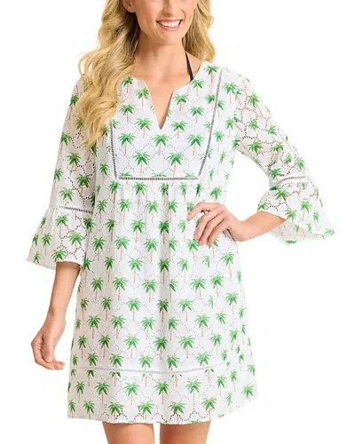 Tommy Bahama Eyelet Cove Split Neck Cover Up Dress In White
