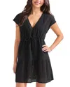 Tommy Bahama Eyelet Cove V Neck Swim Cover-up Dress In Black
