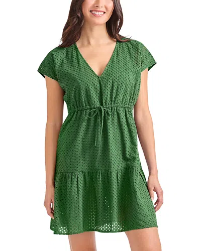 Tommy Bahama Eyelet Cove V Neck Swim Cover-up Dress In Green